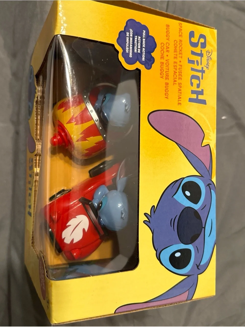 Disney Stitch Pull-Back Car & Shell Vehicles - Blue, Red & Yellow